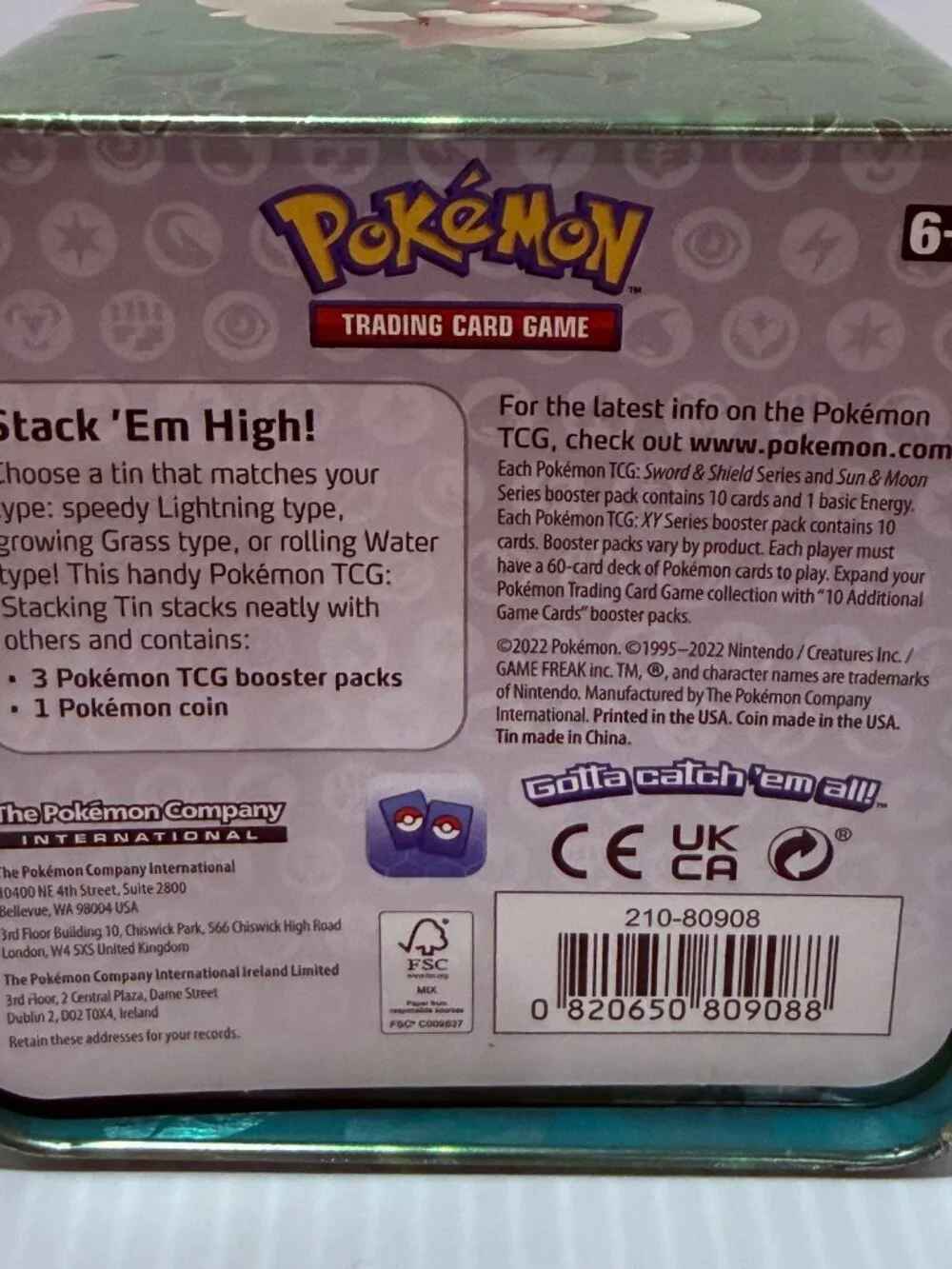 **Empty** Pokémon TCG Meganium Tin Storage Case, 80-Card Capacity